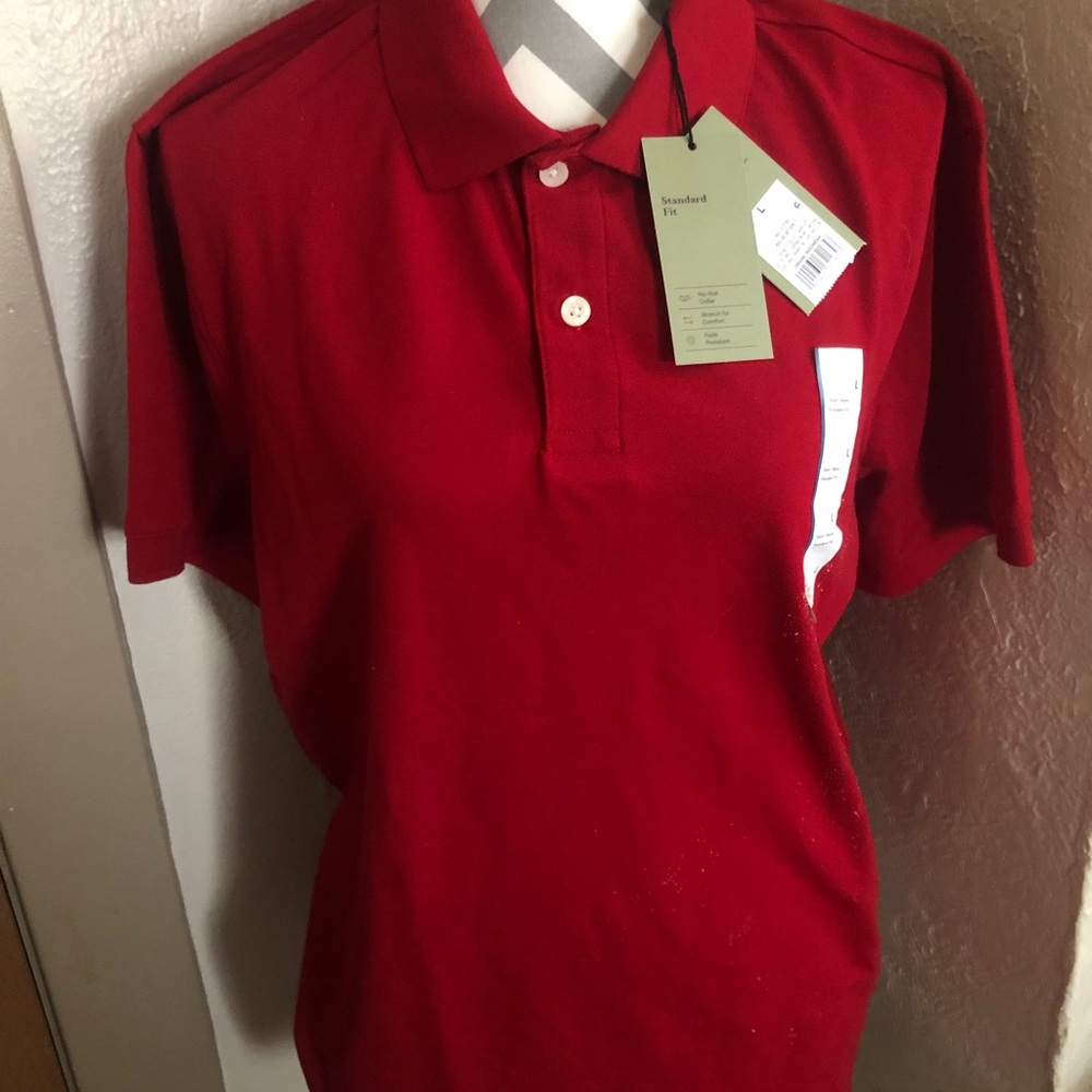 Goodfellow Men's Red Standard Fit Short Sleeve Loring Polo Shirt NEW